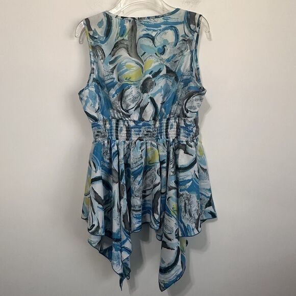 Sere‎ Nade Top L Sleeveless Smocked Waist Hanky Hem Summer Party Cocktail Blouse - Picture 11 of 11